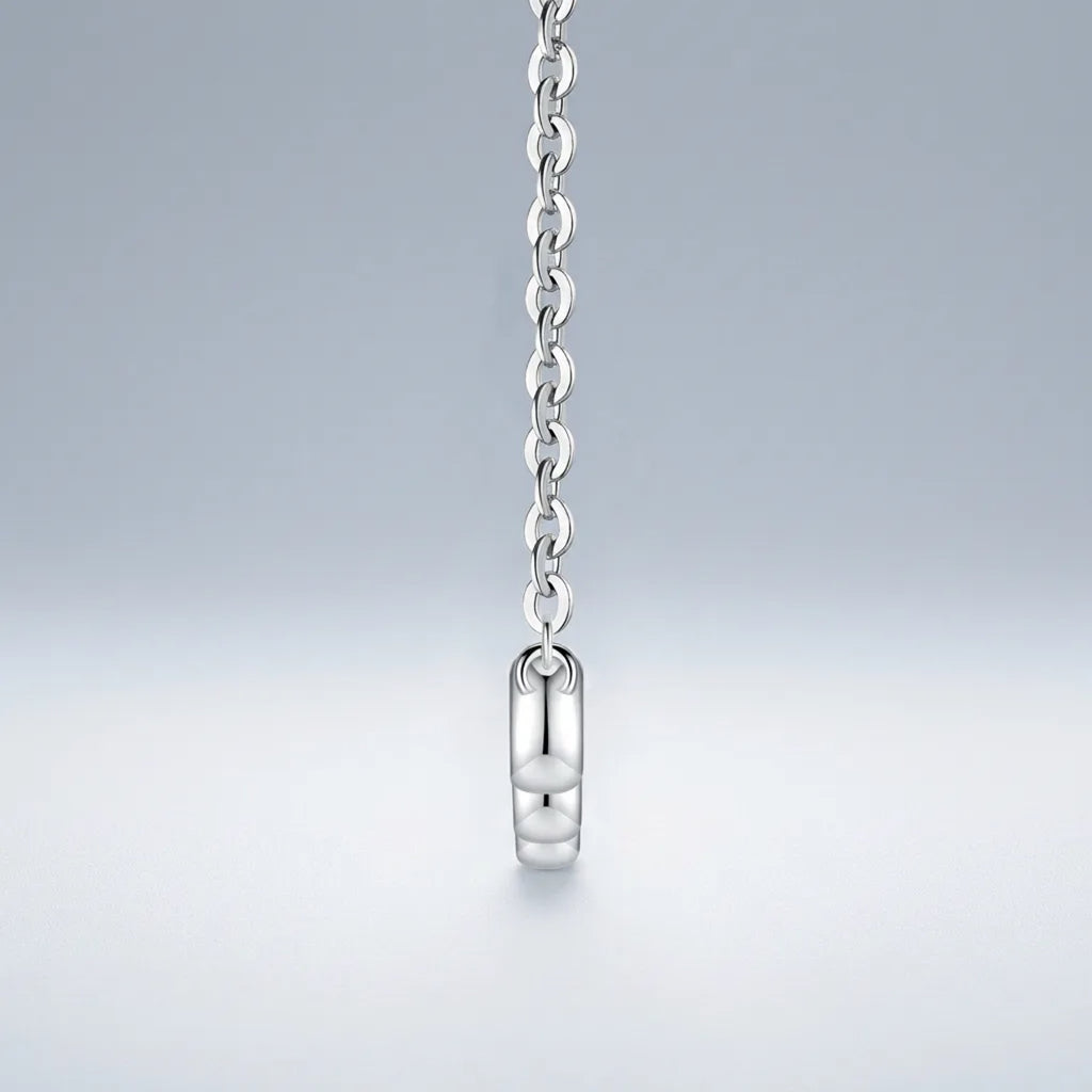 Lull Moissanite Curved Bar Necklace in Sterling Silver
