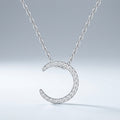 Waxing Moissanite Crescent Moon Pendant Necklace in Sterling Silver