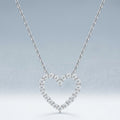 Dearest Moissanite Open Heart Necklace in Sterling Silver