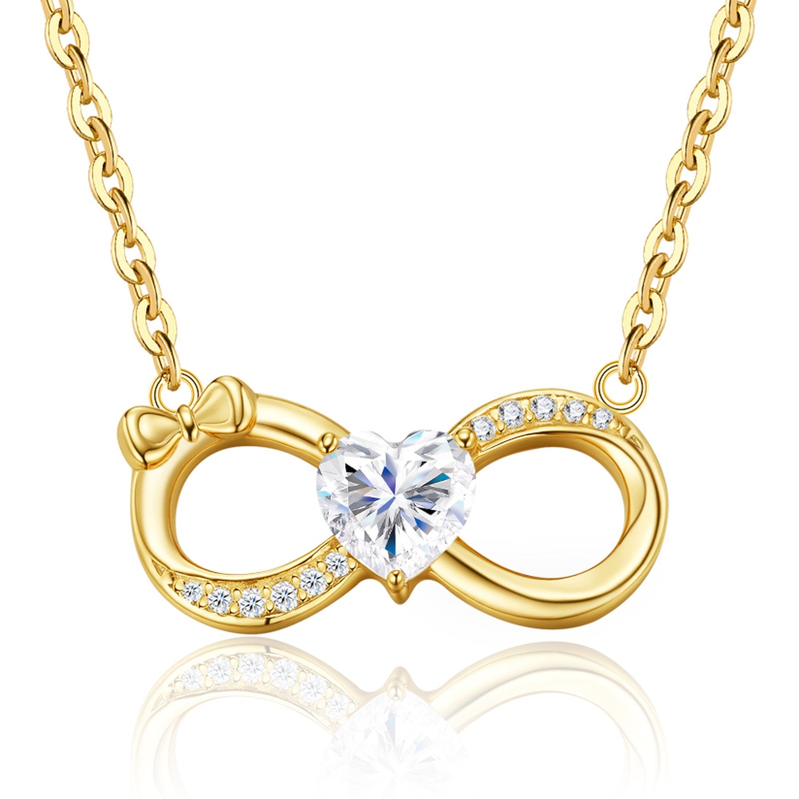 Forever Moissanite Infinity Necklace in Gold-Tone Sterling Silver — detail