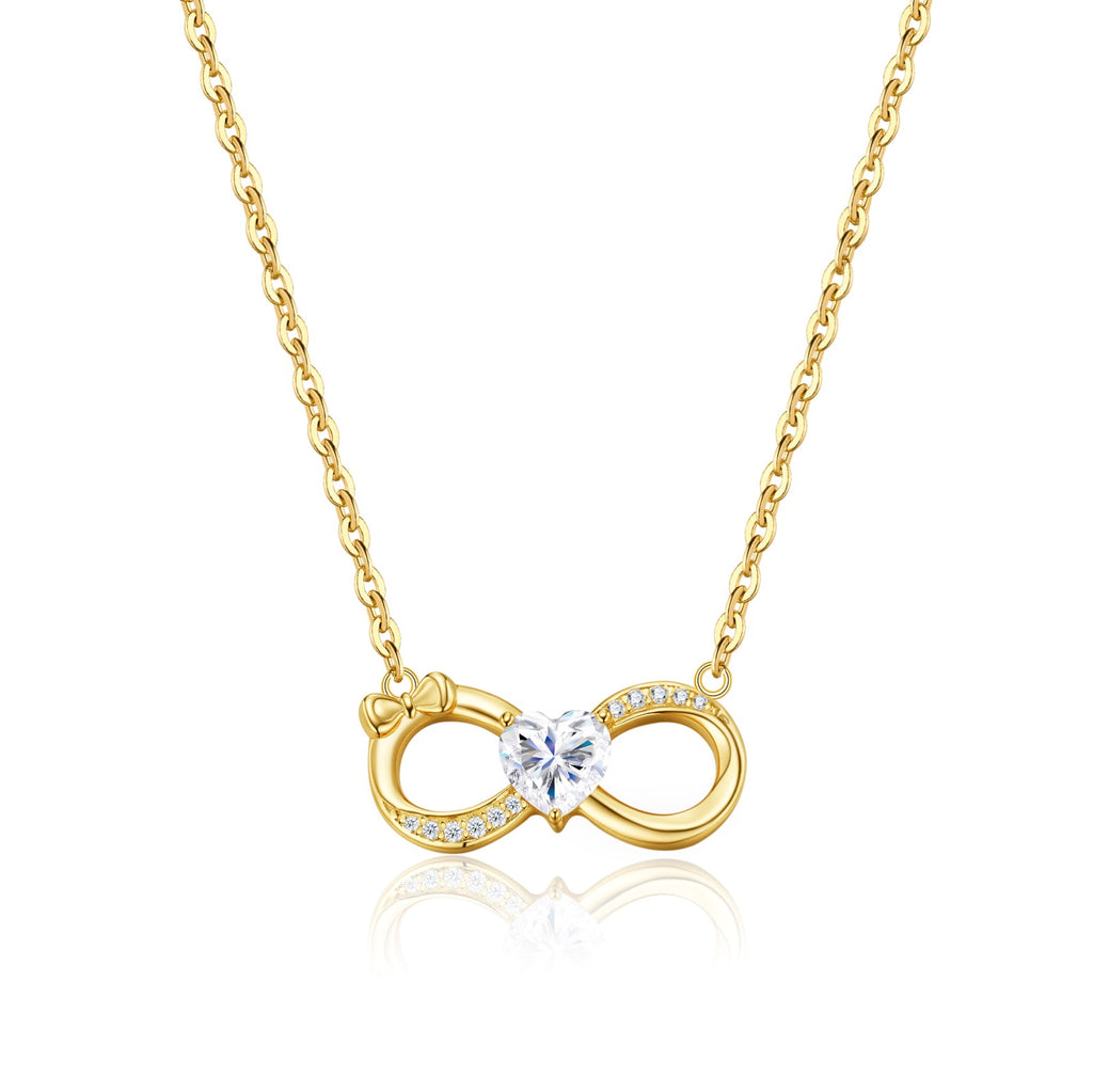 Forever Moissanite Infinity Necklace in Gold-Tone Sterling Silver