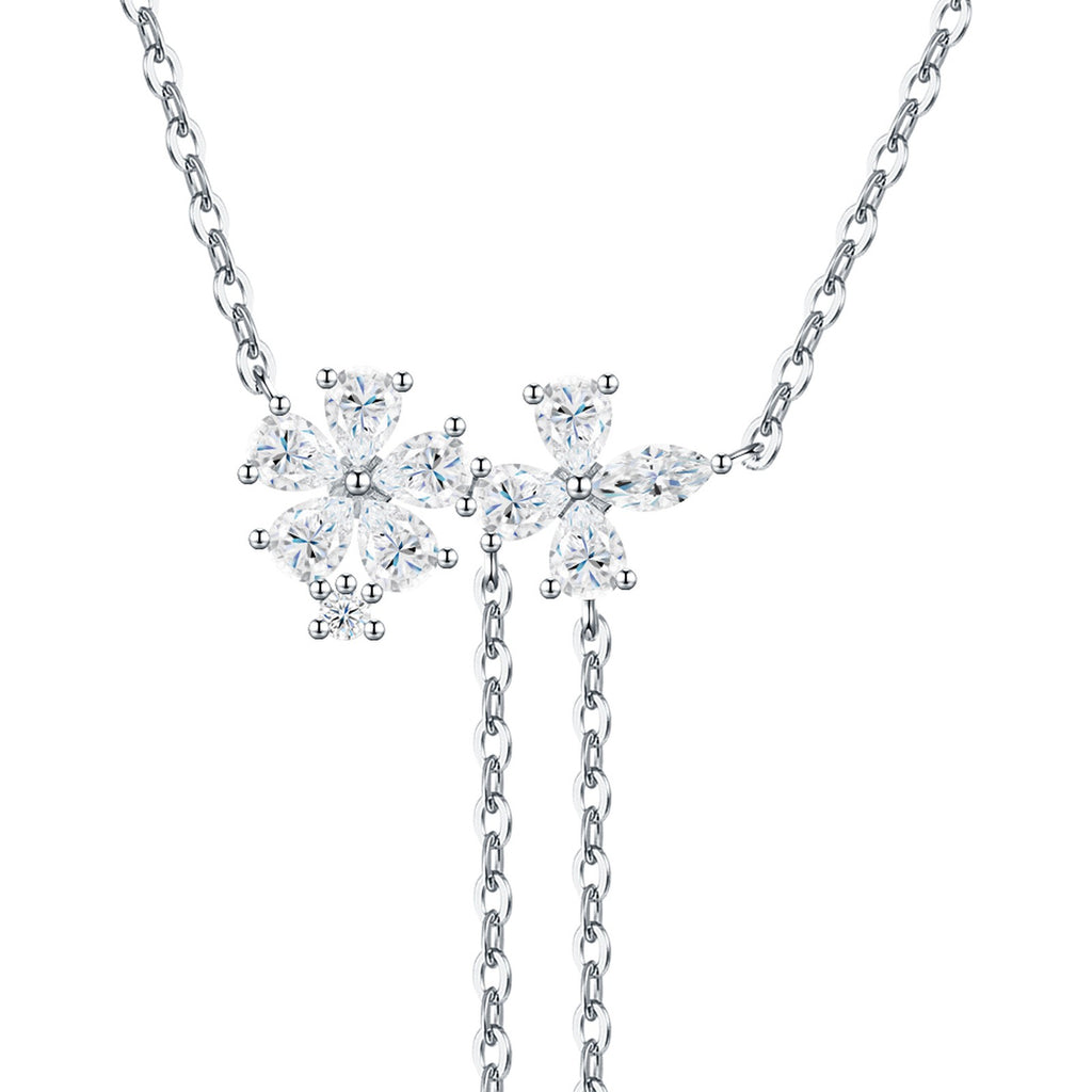 Comet Moissanite Celestial Lariat Necklace in Sterling Silver — detail