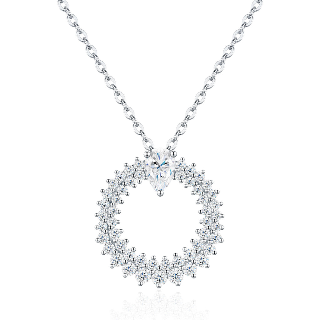 Corolla Moissanite Sunburst Wreath Necklace in Sterling Silver
