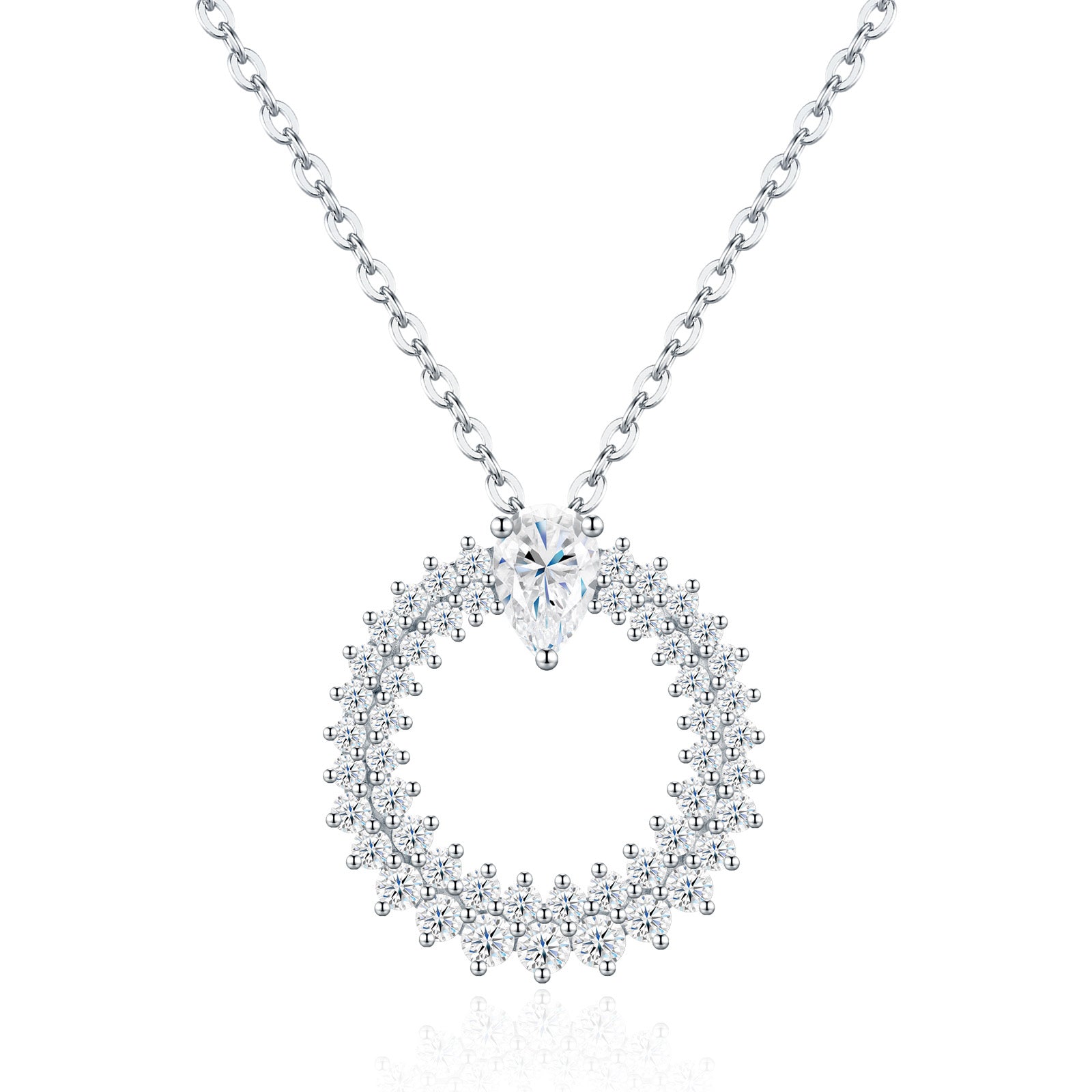 Corolla Moissanite Sunburst Wreath Necklace in Sterling Silver