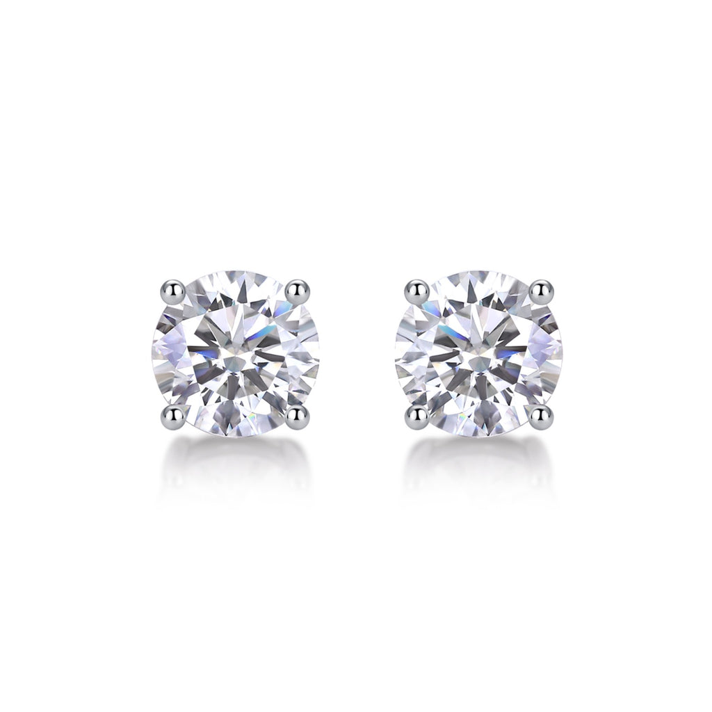 Pure Moissanite Stud Earrings in Sterling Silver