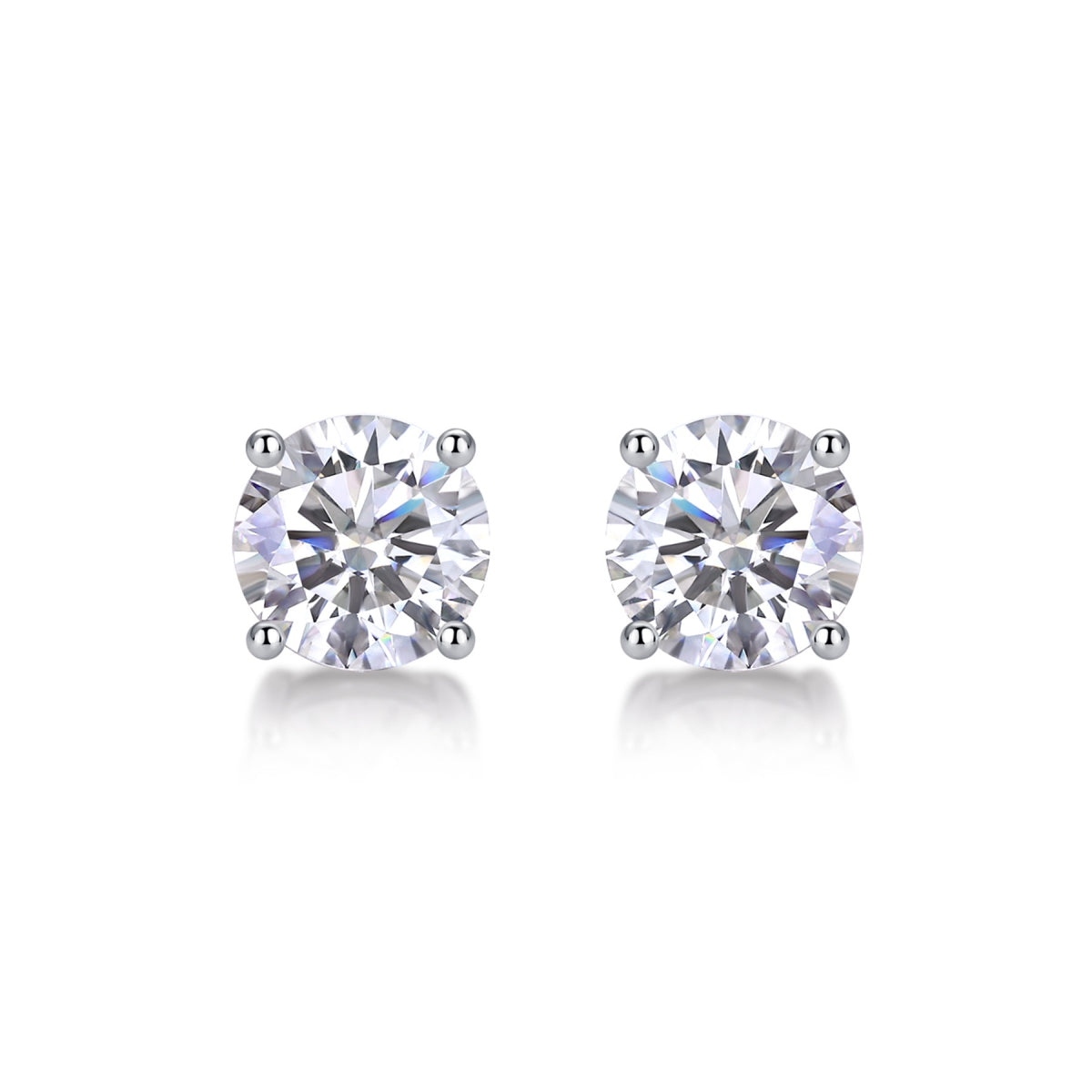 Pure Moissanite Stud Earrings in Sterling Silver