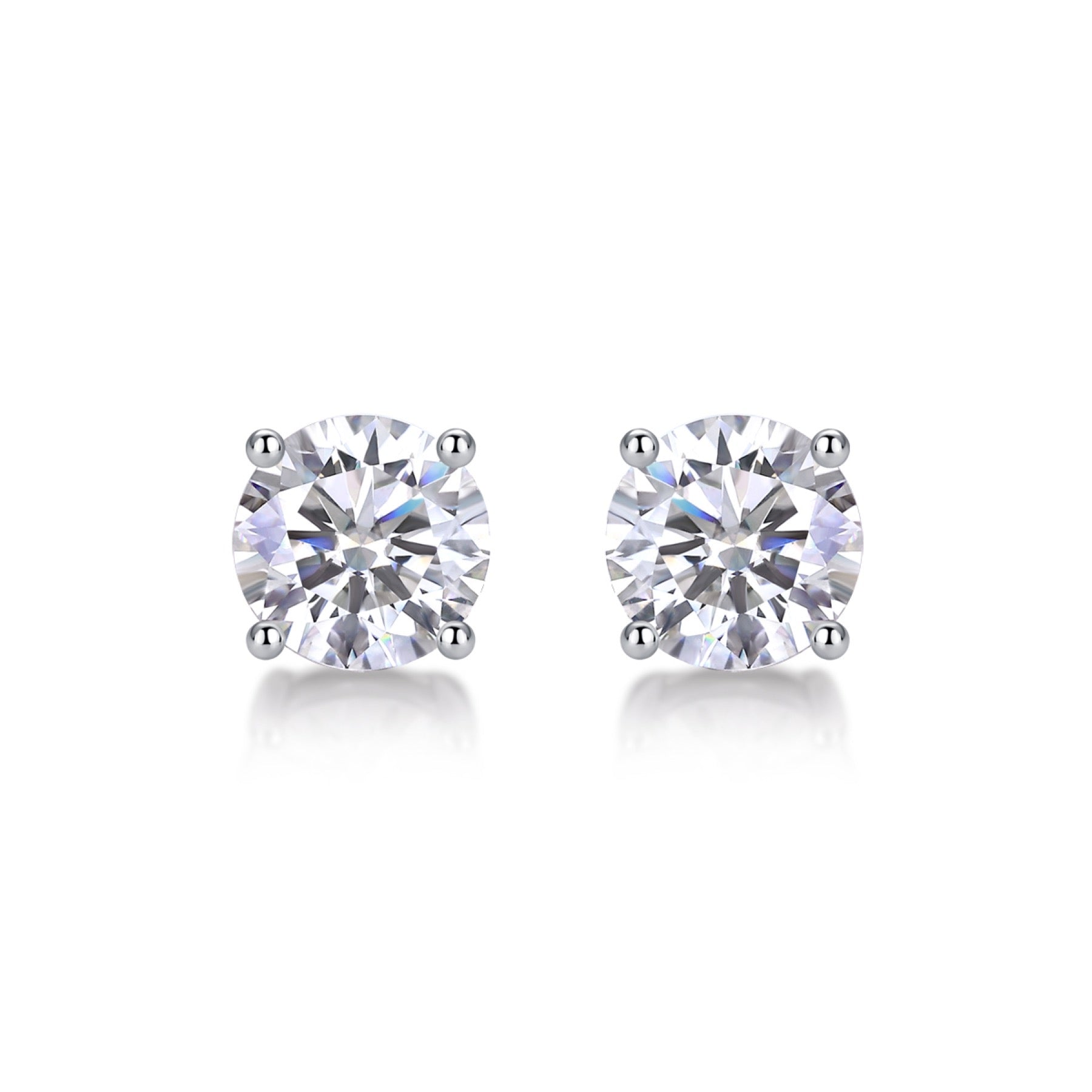 Pure Moissanite Stud Earrings in Sterling Silver