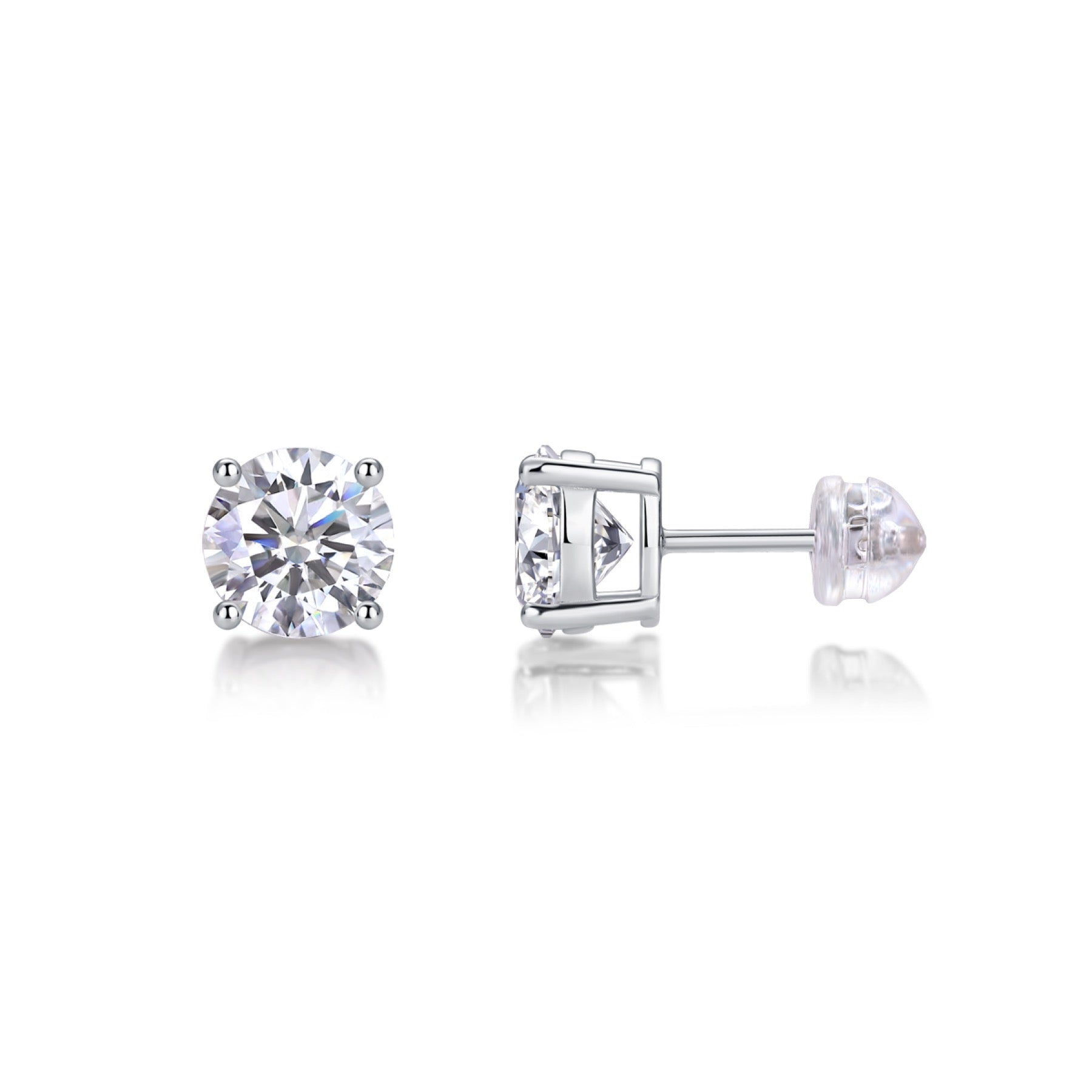 Pure Moissanite Stud Earrings in Sterling Silver