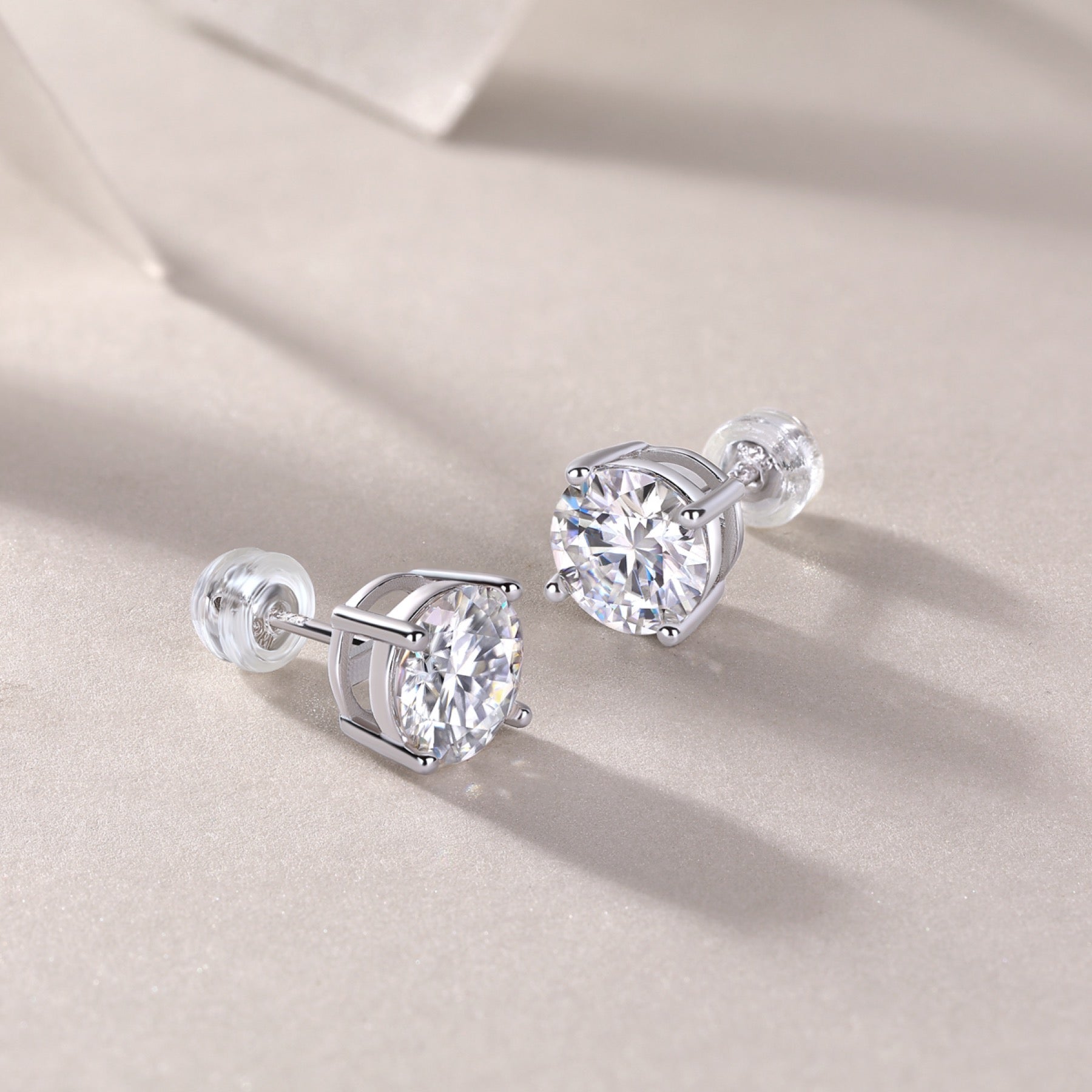 Pure Moissanite Stud Earrings in Sterling Silver