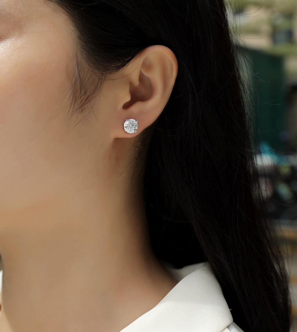 Pure Moissanite Stud Earrings in Sterling Silver