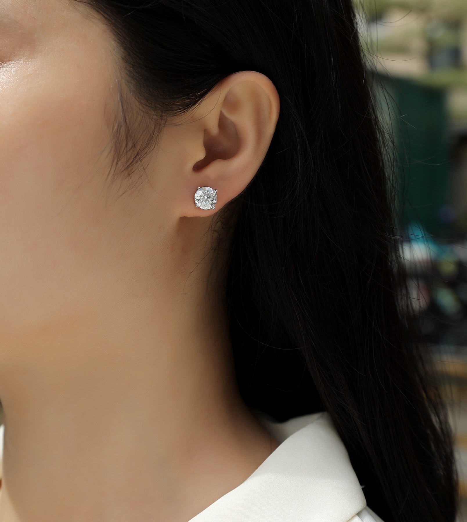Pure Moissanite Stud Earrings in Sterling Silver