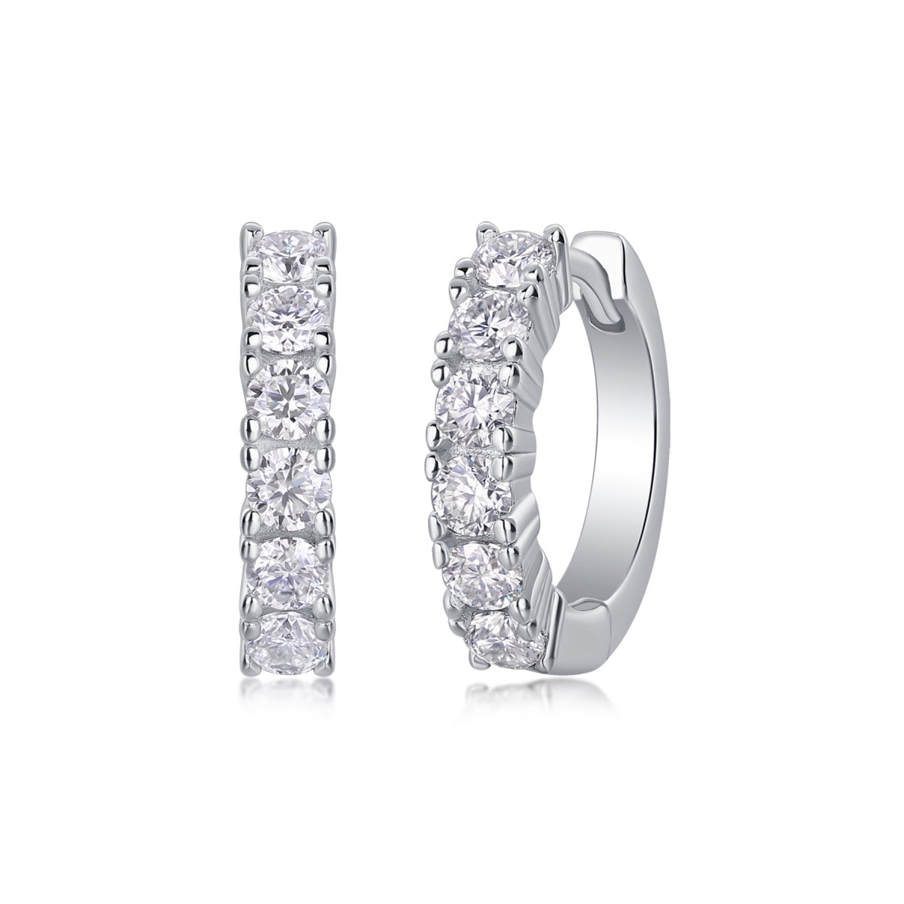 Pursuit Moissanite Hoop Earrings in Sterling Silver