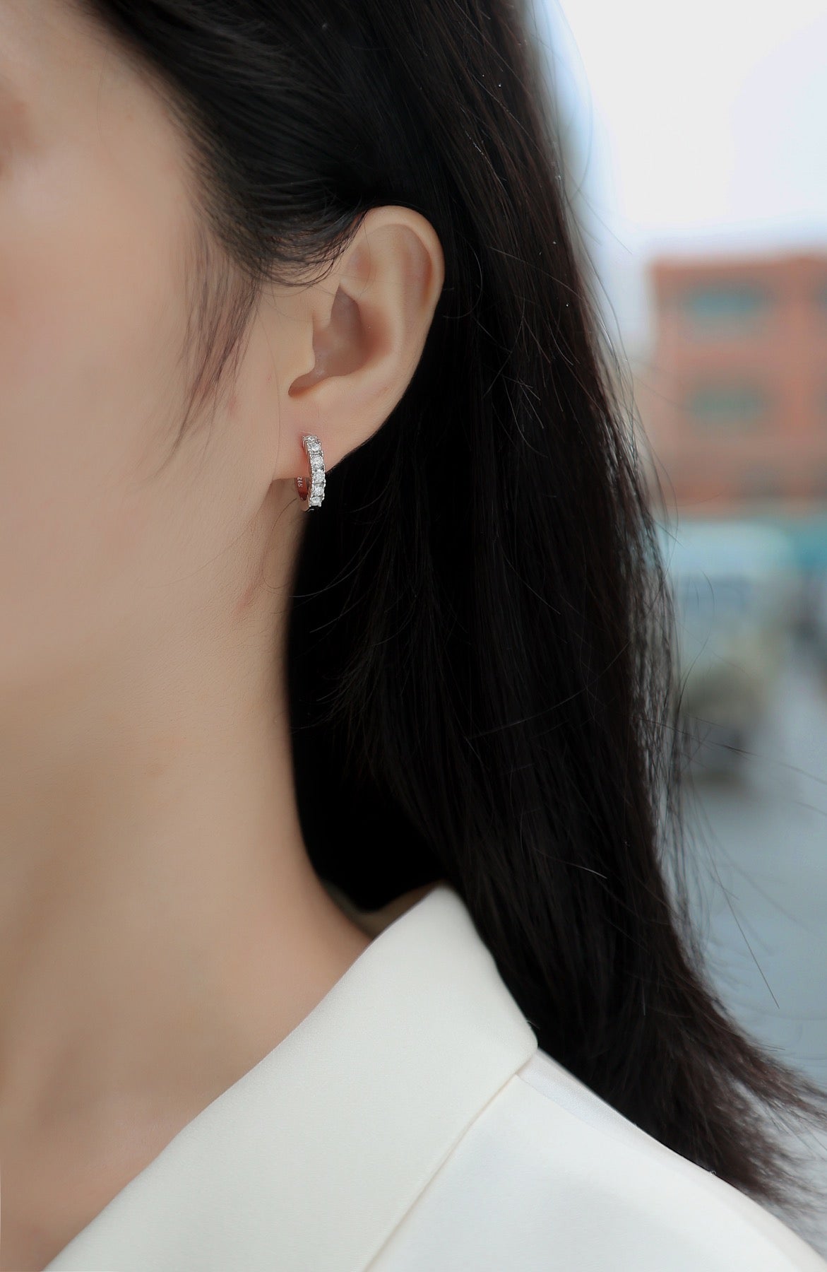 Pursuit Moissanite Hoop Earrings in Sterling Silver