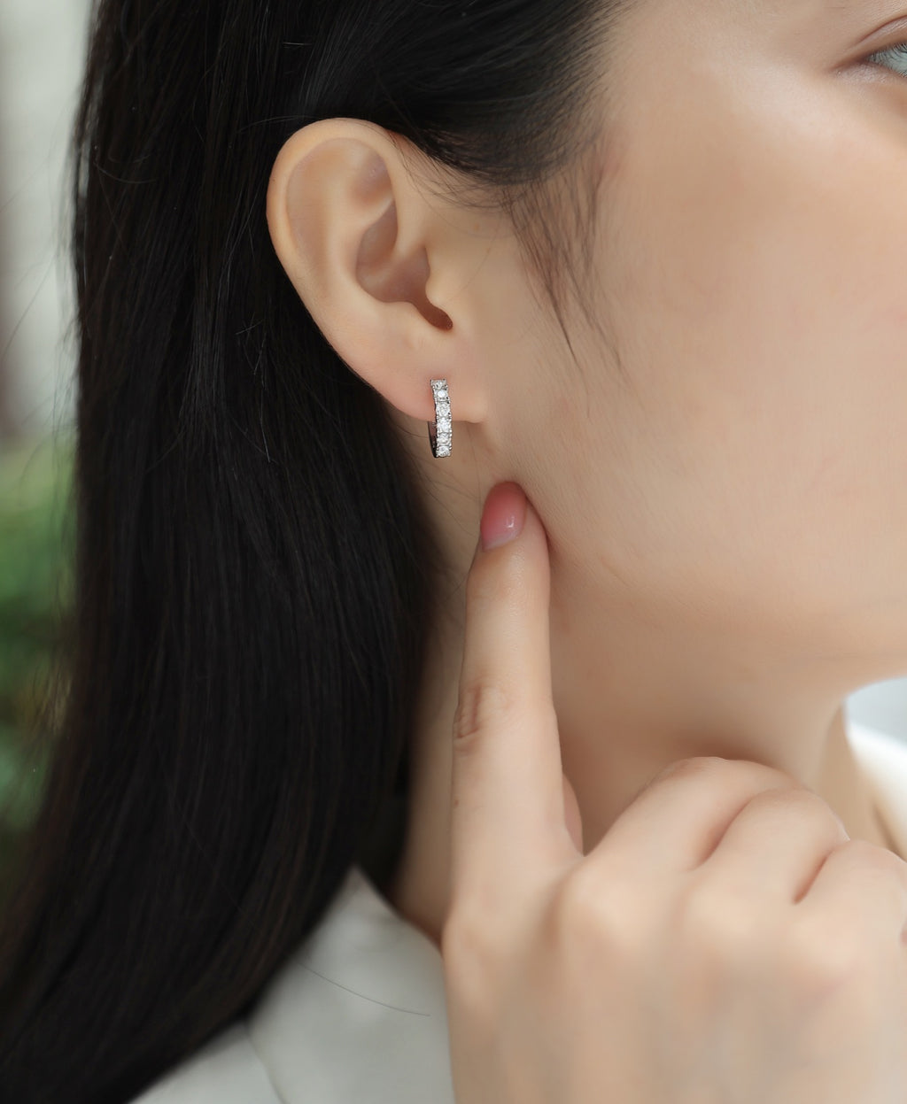Pursuit Moissanite Hoop Earrings in Sterling Silver