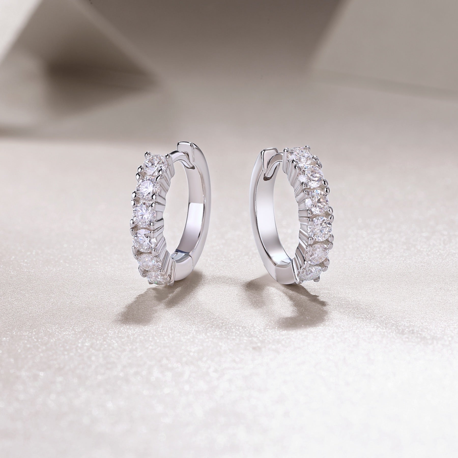 Pursuit Moissanite Hoop Earrings in Sterling Silver