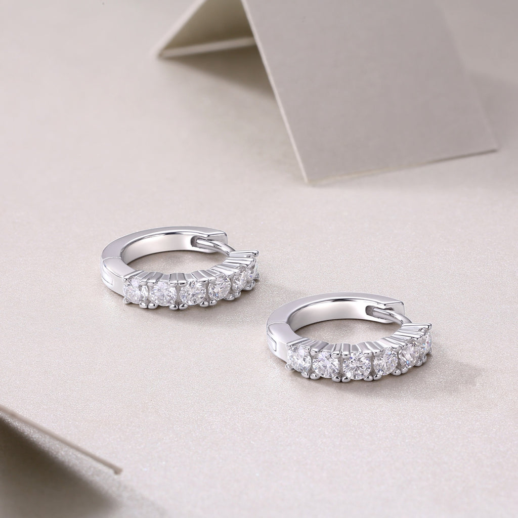 Pursuit Moissanite Hoop Earrings in Sterling Silver
