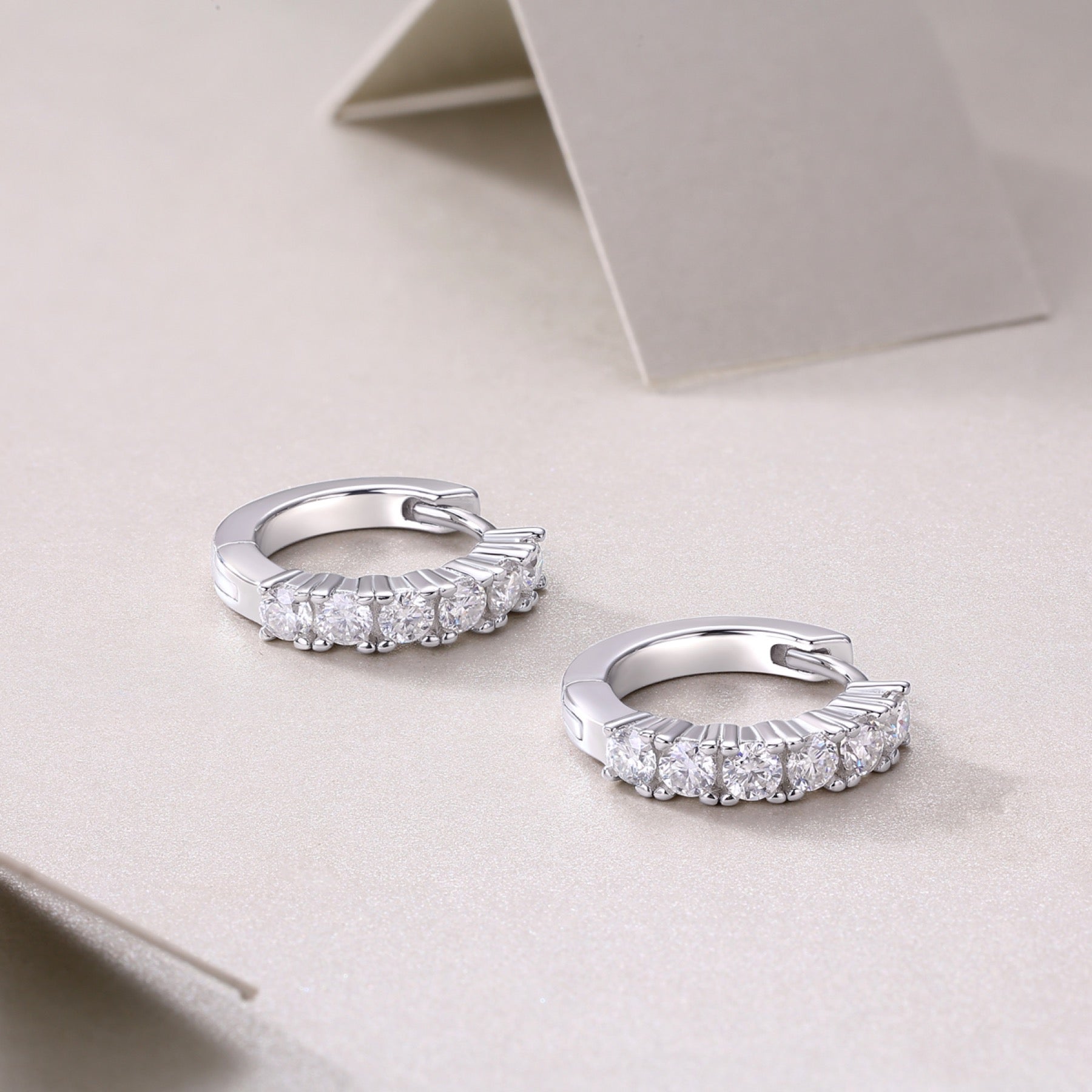 Pursuit Moissanite Hoop Earrings in Sterling Silver