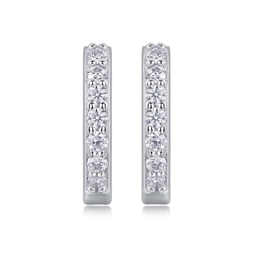 Resolute Moissanite Huggie Hoop Earrings in Sterling Silver