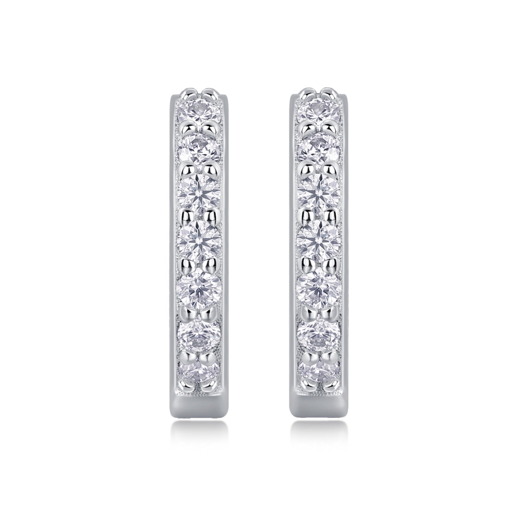 Resolute Moissanite Huggie Hoop Earrings in Sterling Silver