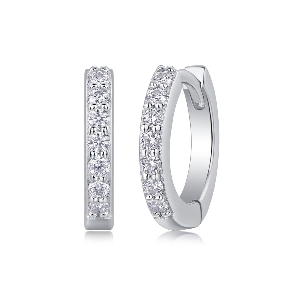 Resolute Moissanite Huggie Hoop Earrings in Sterling Silver