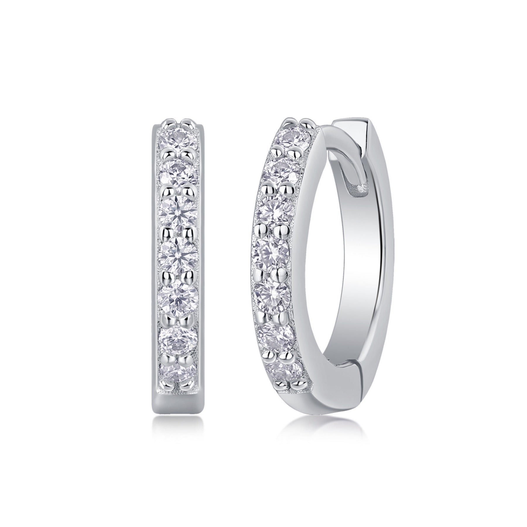 Resolute Moissanite Huggie Hoop Earrings in Sterling Silver