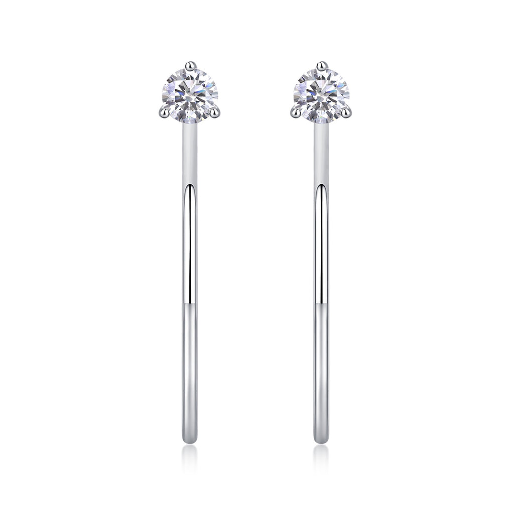 Whimsy Moissanite Open Hoop Earrings in Sterling Silver