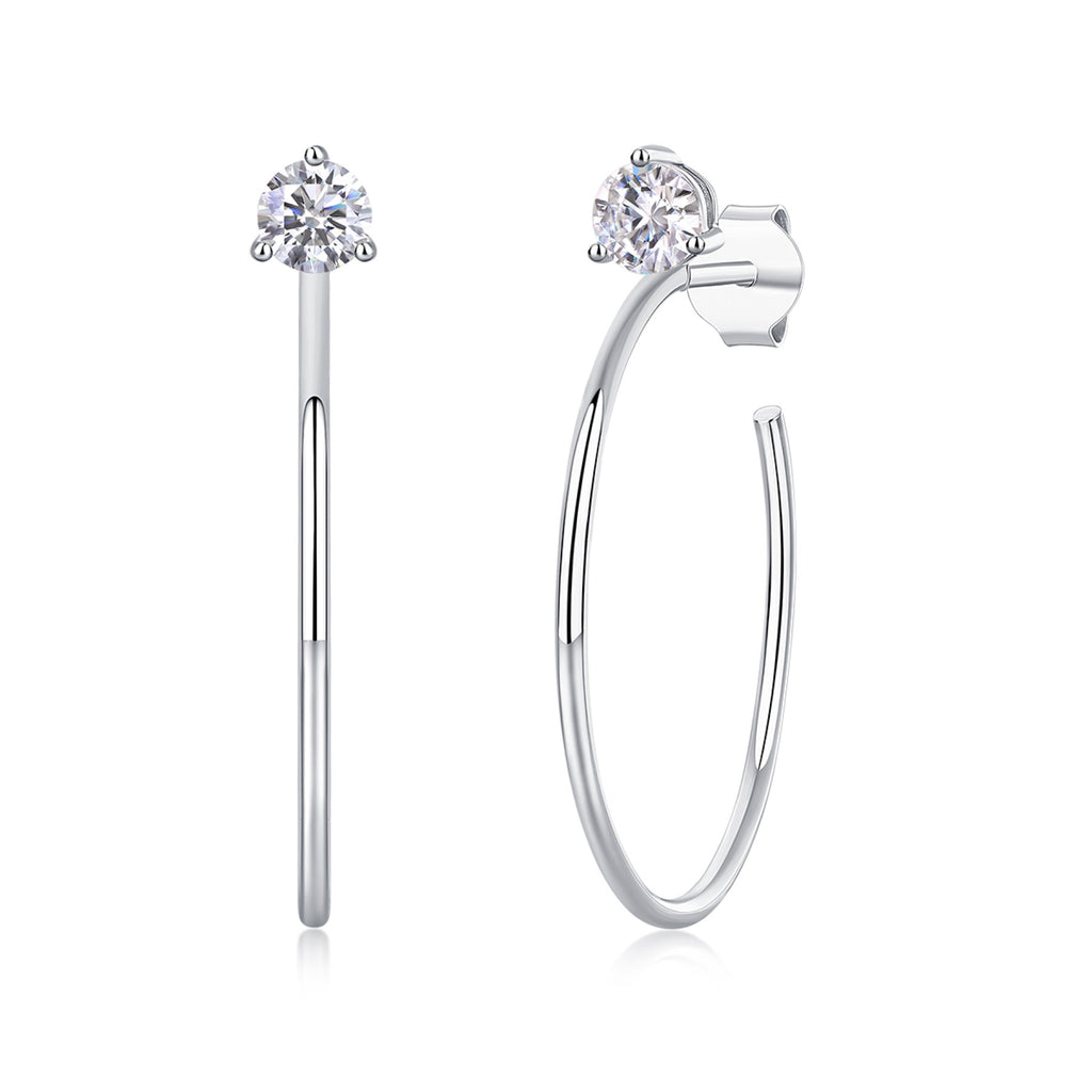 Whimsy Moissanite Open Hoop Earrings in Sterling Silver