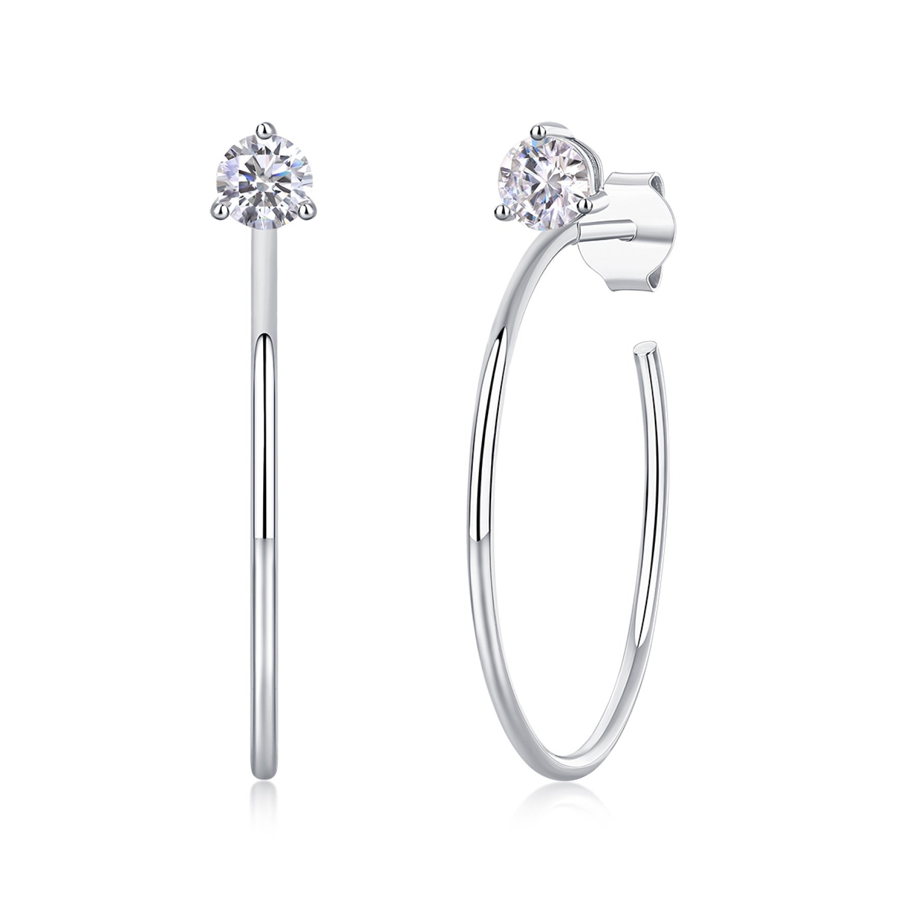 Whimsy Moissanite Open Hoop Earrings in Sterling Silver