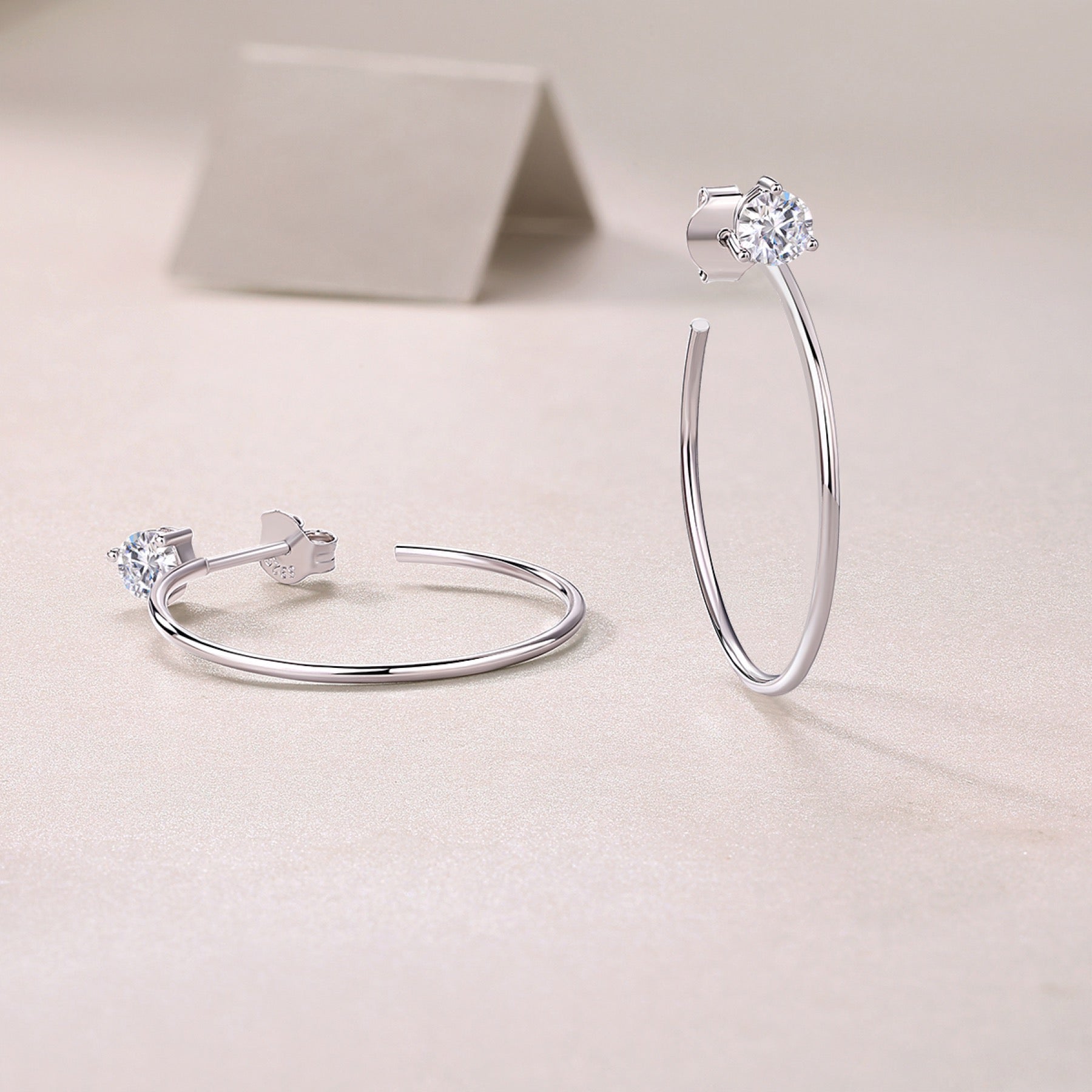 Whimsy Moissanite Open Hoop Earrings in Sterling Silver