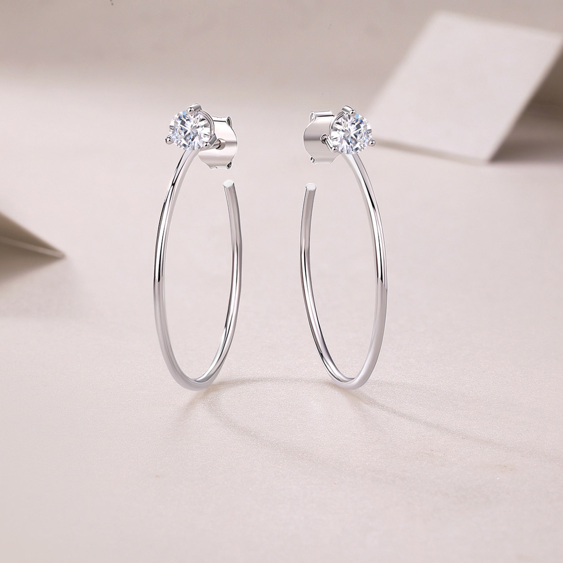 Whimsy Moissanite Open Hoop Earrings in Sterling Silver