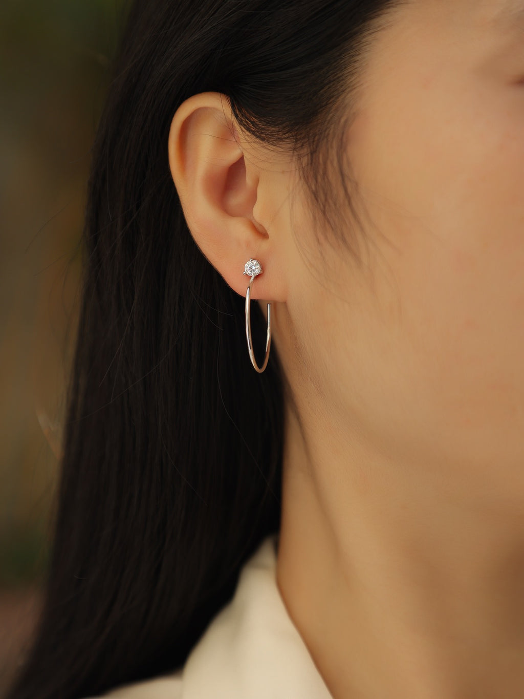 Whimsy Moissanite Open Hoop Earrings in Sterling Silver