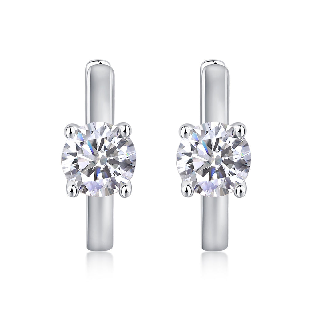 Voyage 0.5 Carat Moissanite Solitaire Hoop Earrings in Sterling Silver