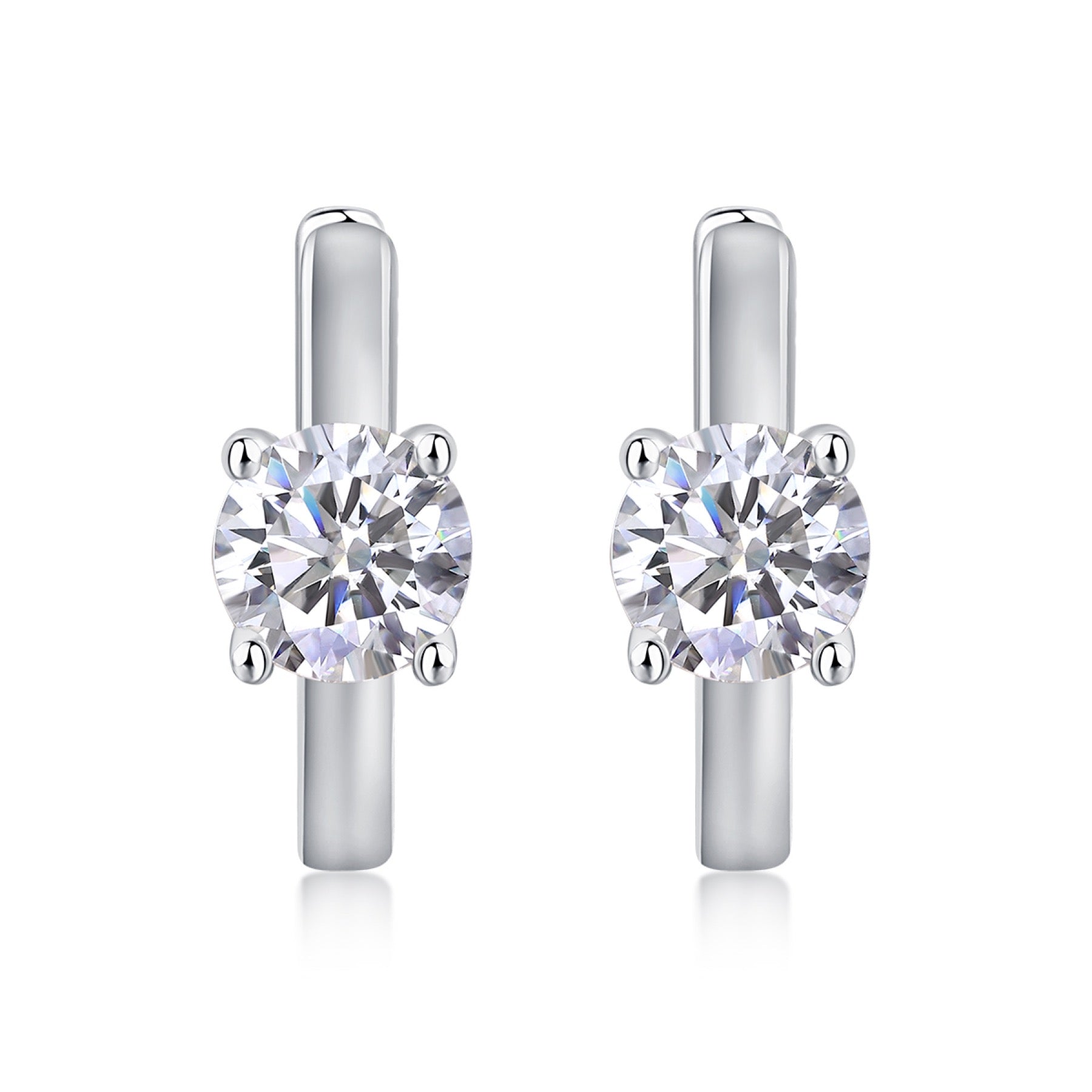 Voyage 0.5 Carat Moissanite Solitaire Hoop Earrings in Sterling Silver