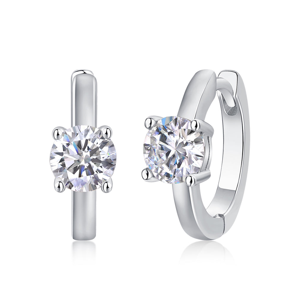 Voyage 0.5 Carat Moissanite Solitaire Hoop Earrings in Sterling Silver