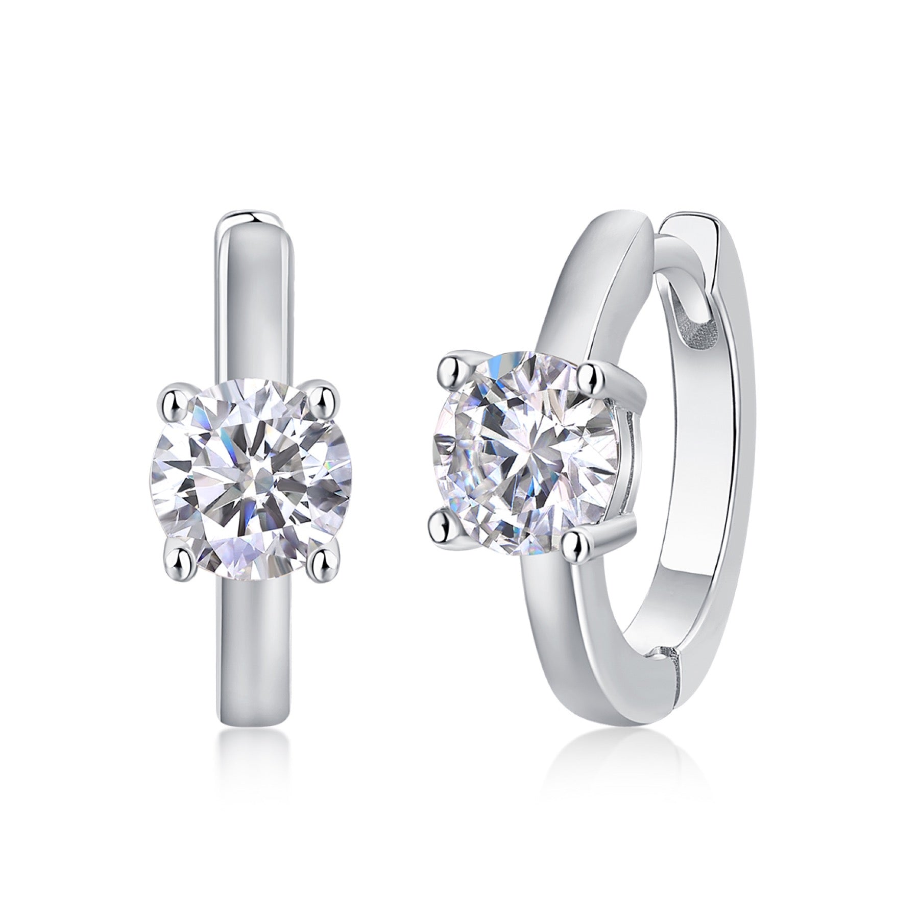 Voyage 0.5 Carat Moissanite Solitaire Hoop Earrings in Sterling Silver