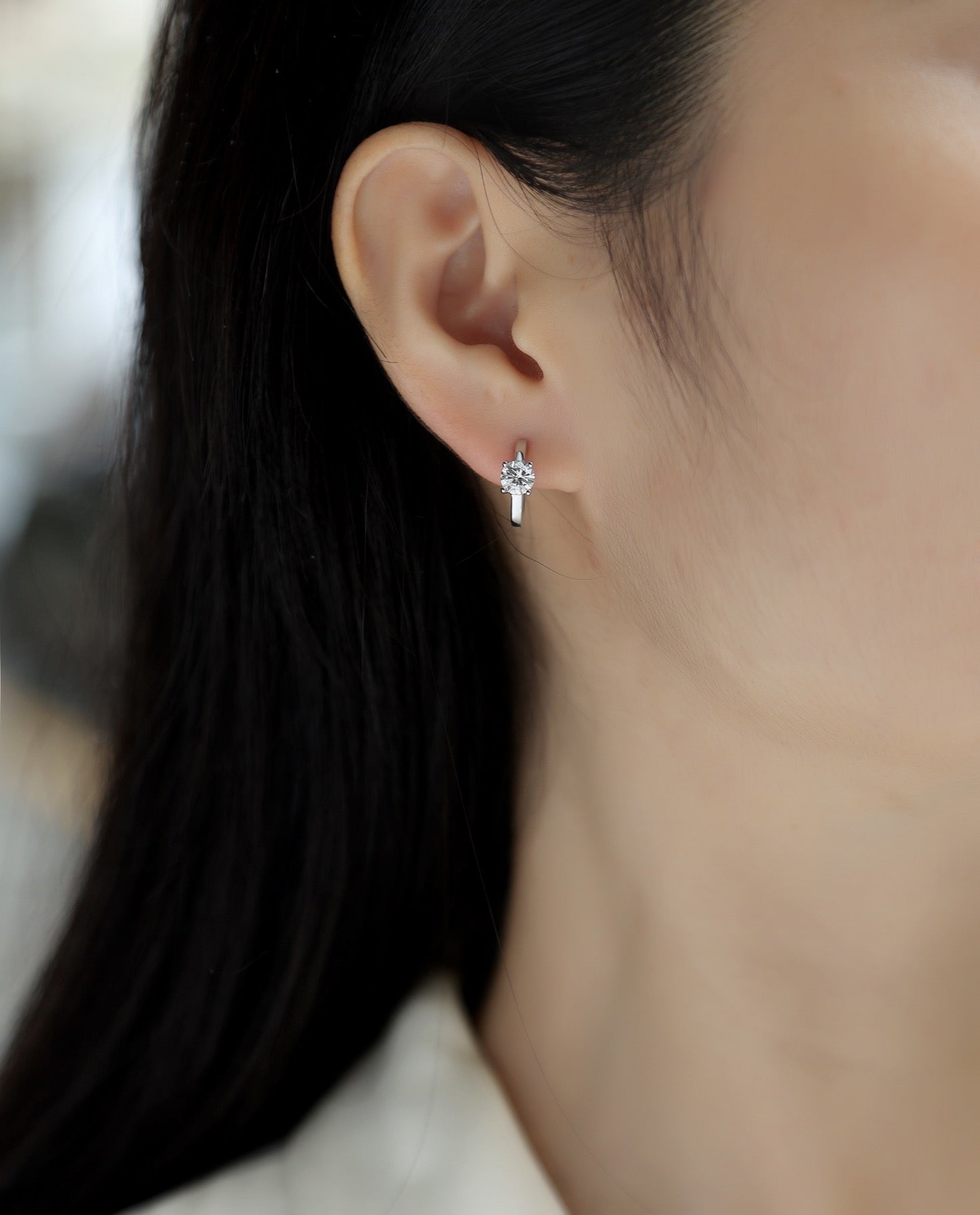 Voyage 0.5 Carat Moissanite Solitaire Hoop Earrings in Sterling Silver