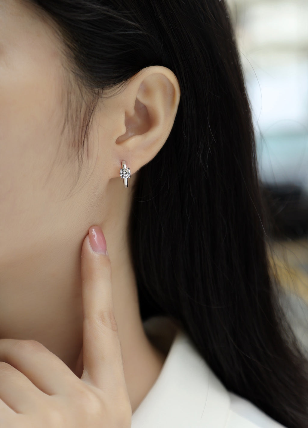 Voyage 0.5 Carat Moissanite Solitaire Hoop Earrings in Sterling Silver