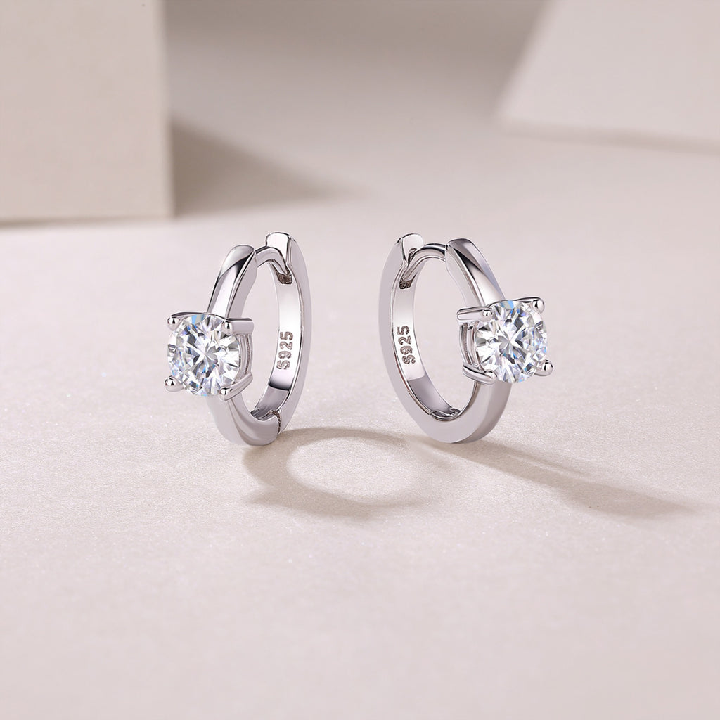 Voyage 0.5 Carat Moissanite Solitaire Hoop Earrings in Sterling Silver