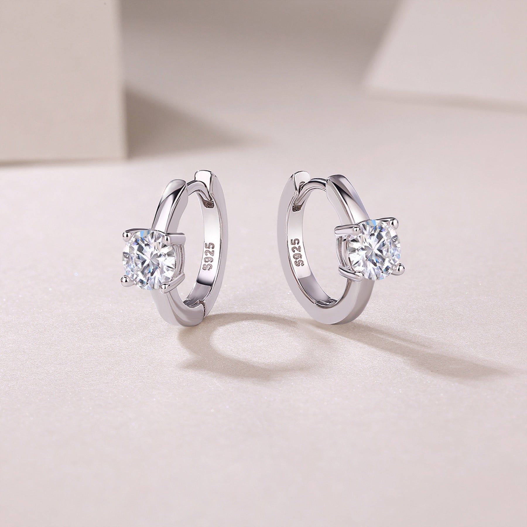 Voyage 0.5 Carat Moissanite Solitaire Hoop Earrings in Sterling Silver