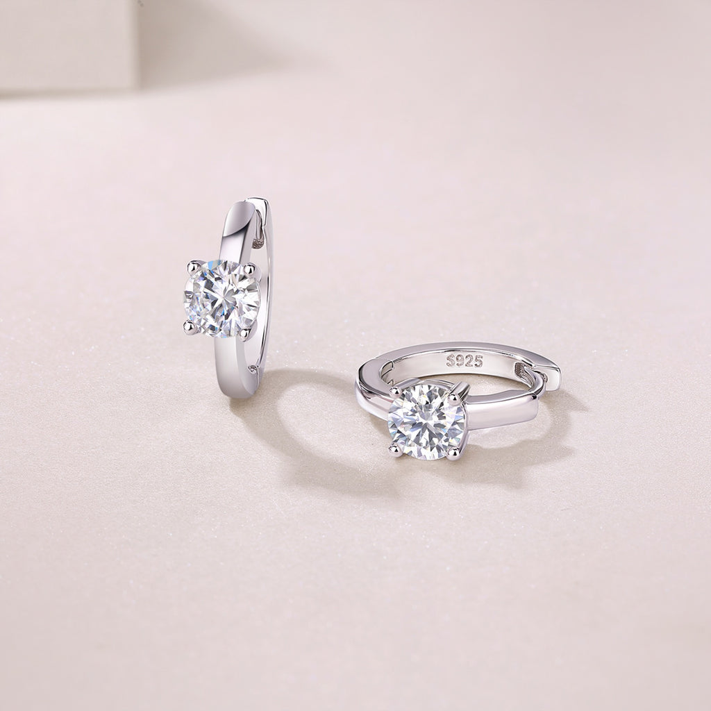 Voyage 0.5 Carat Moissanite Solitaire Hoop Earrings in Sterling Silver