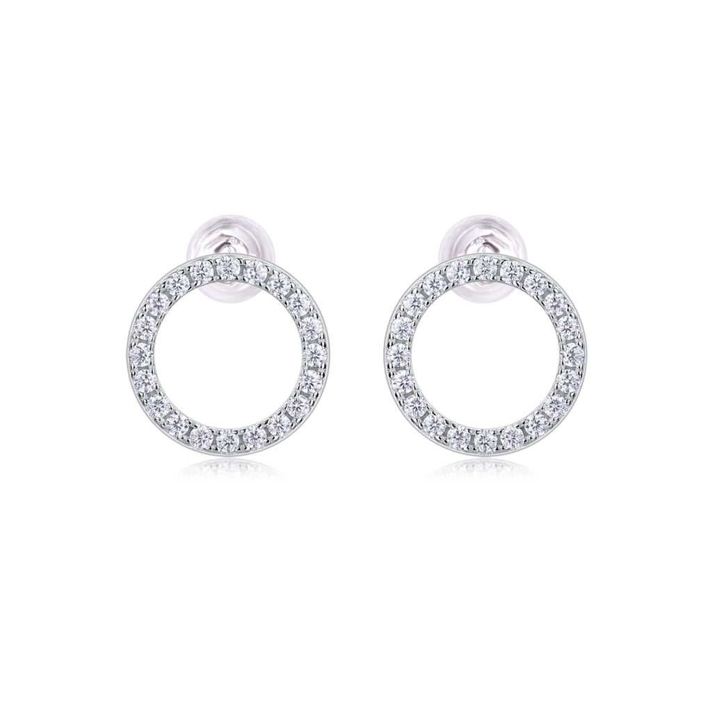 Quest Moissanite Circle Stud Earrings in Sterling Silver
