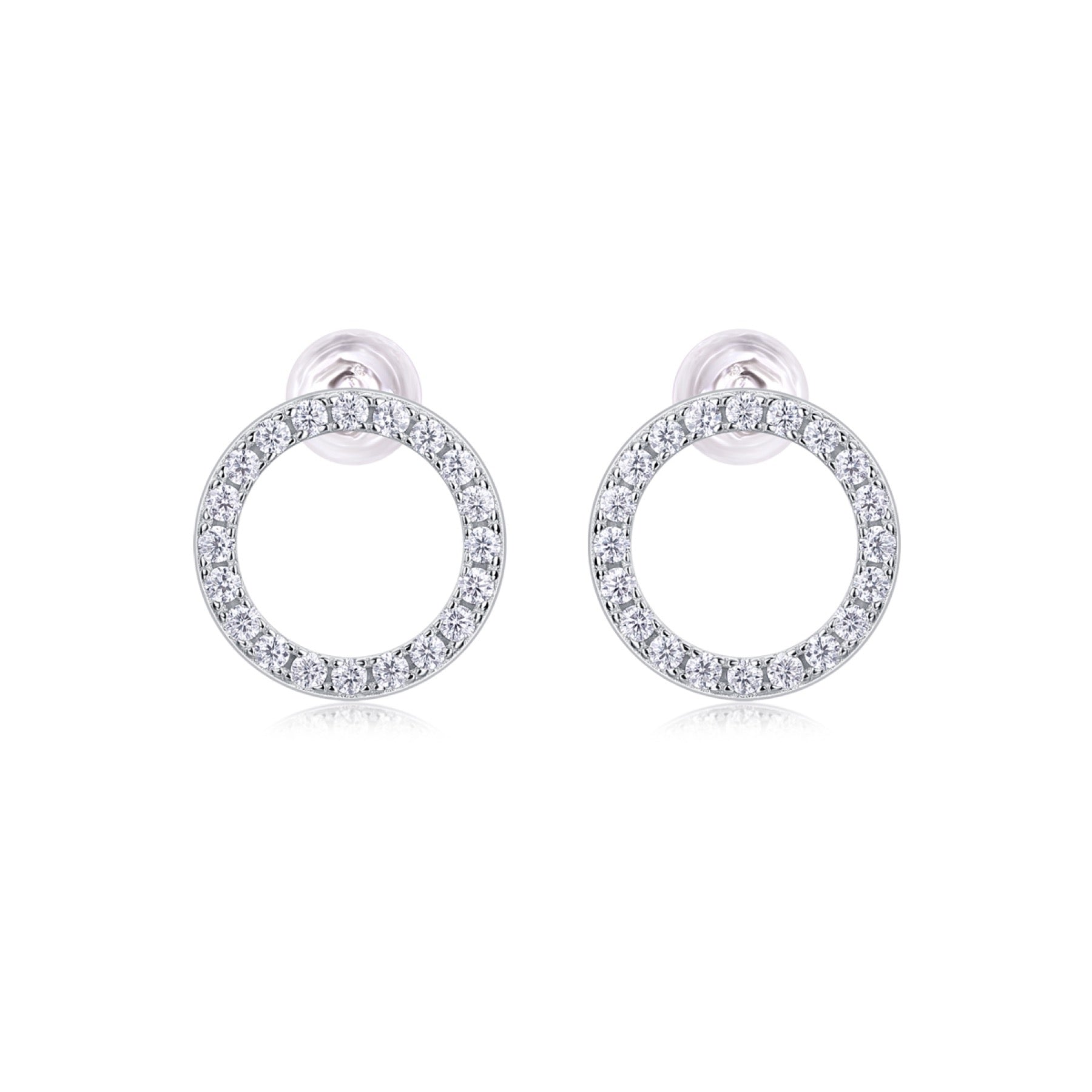 Quest Moissanite Circle Stud Earrings in Sterling Silver