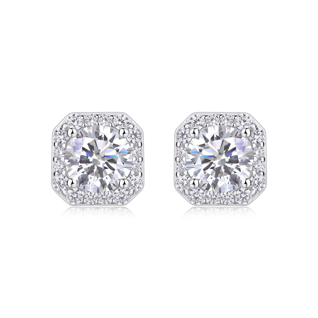 Rosa 1 Carat Moissanite Stud Earrings in Sterling Silver