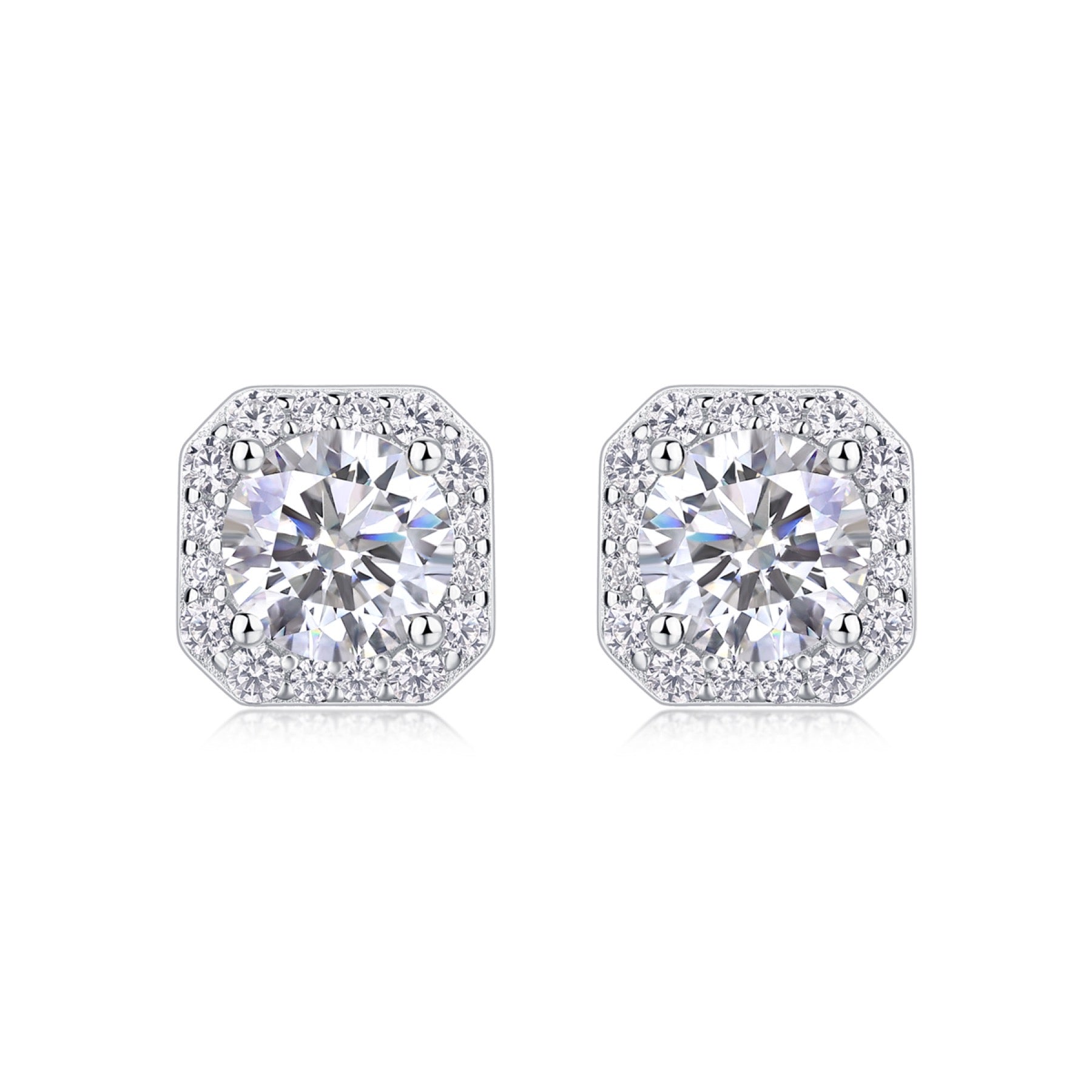 Rosa 1 Carat Moissanite Stud Earrings in Sterling Silver