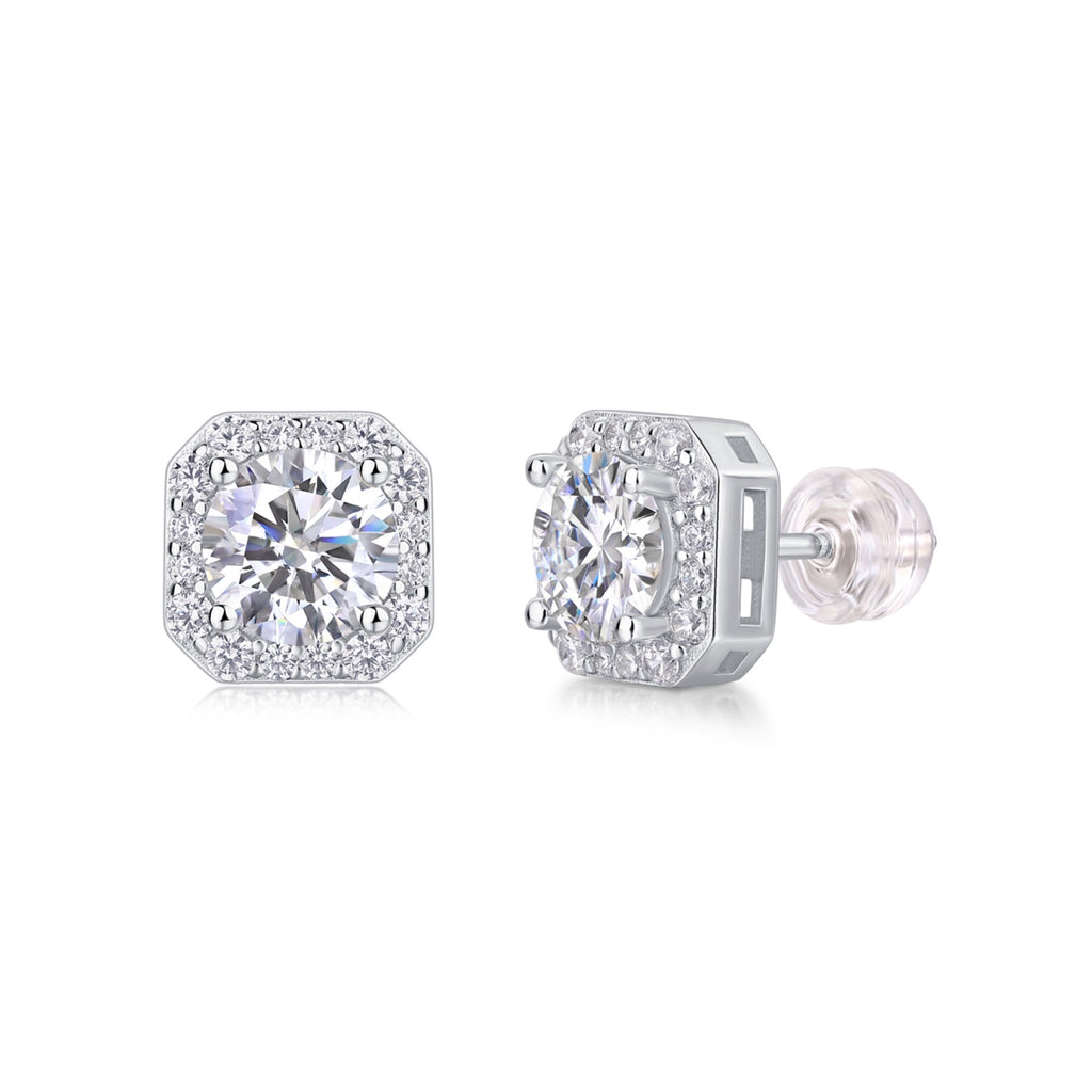 Rosa 1 Carat Moissanite Stud Earrings in Sterling Silver