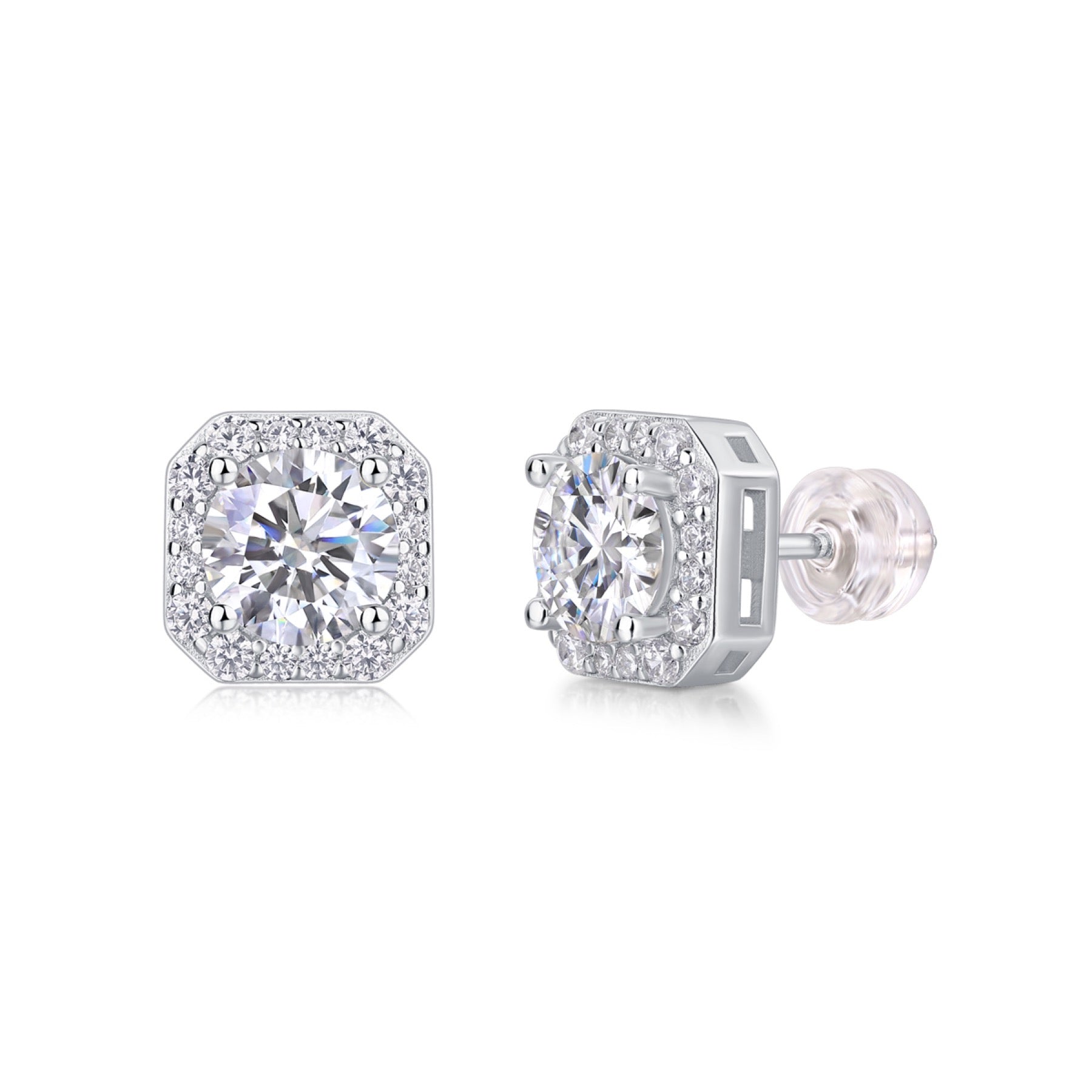 Rosa 1 Carat Moissanite Stud Earrings in Sterling Silver