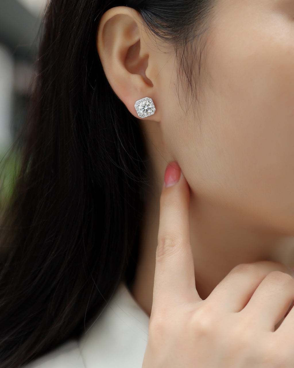 Rosa 1 Carat Moissanite Stud Earrings in Sterling Silver