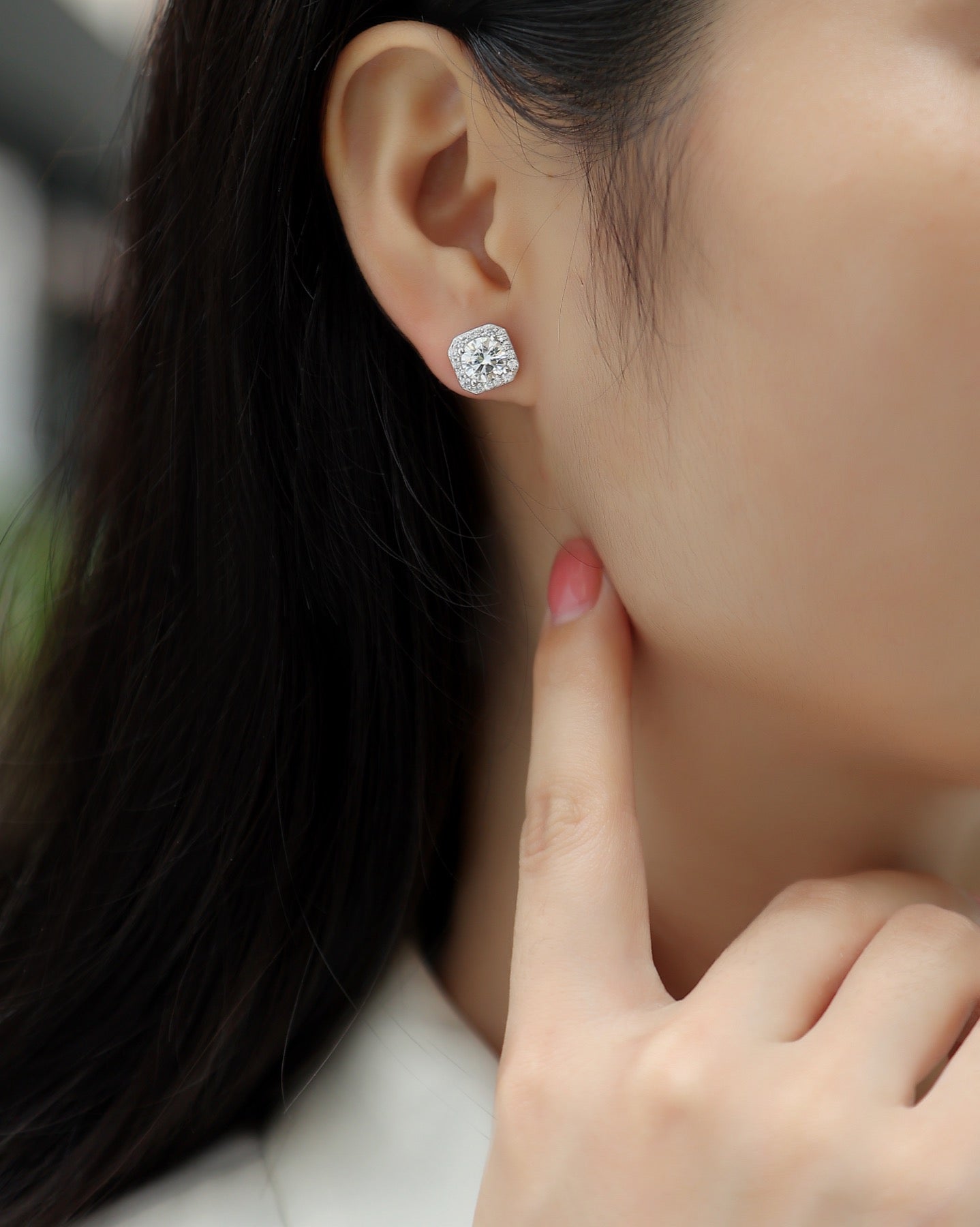 Rosa 1 Carat Moissanite Stud Earrings in Sterling Silver