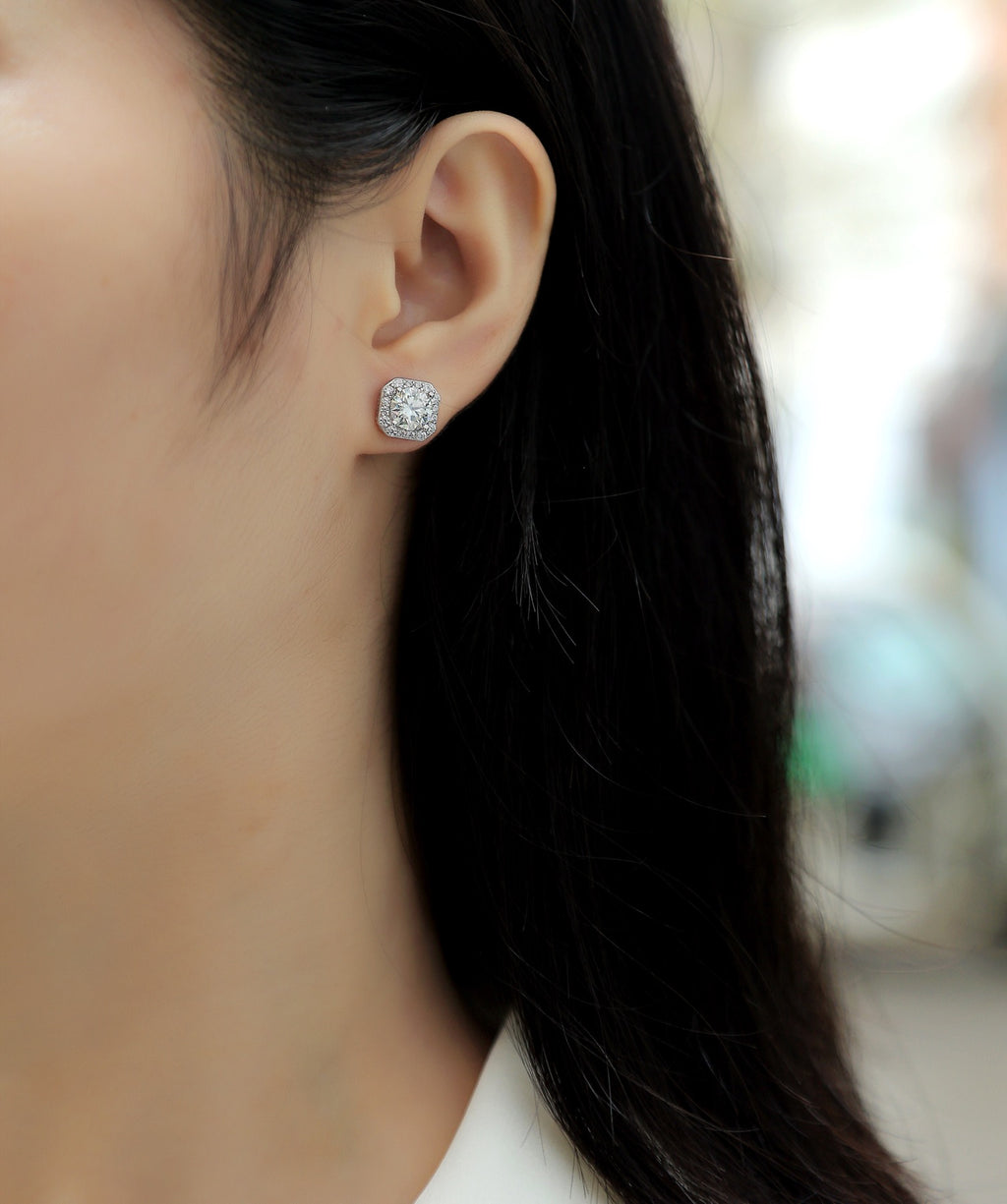 Rosa 1 Carat Moissanite Stud Earrings in Sterling Silver