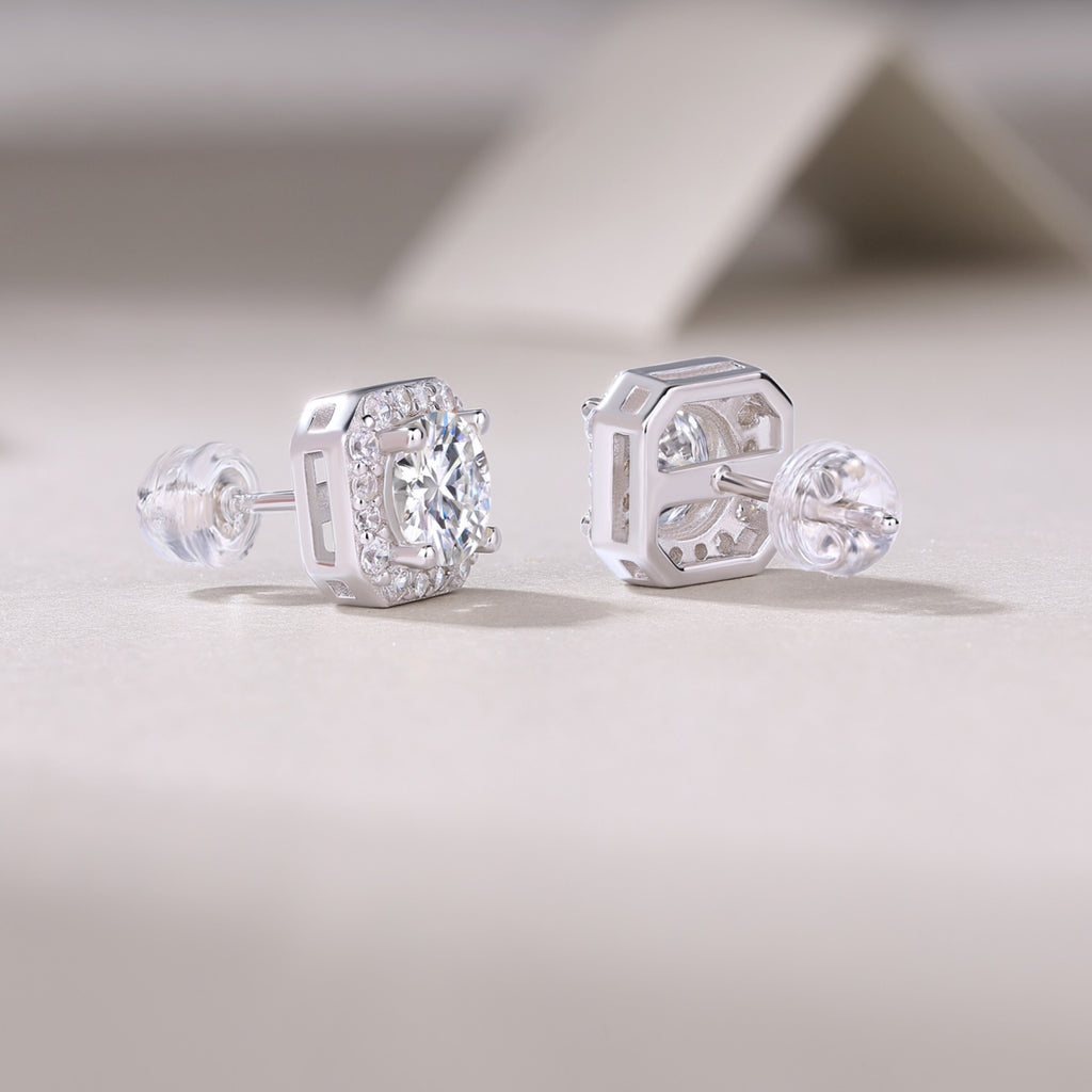 Rosa 1 Carat Moissanite Stud Earrings in Sterling Silver